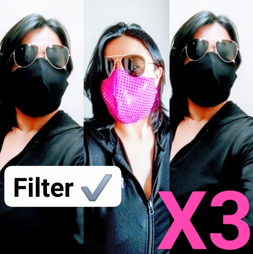 Pink Sequined mask washable